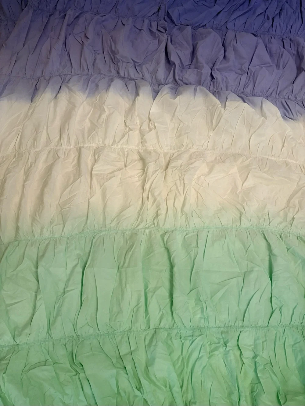 Pottery Barn Teen Ombre Ruffled Duvet Cover & Sham Purple White Mint dip dye